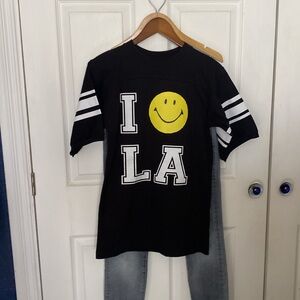 Joshua’s Sanders SMILEY “I 😊 LA” Black Football XS t-shirt Cult urban Street